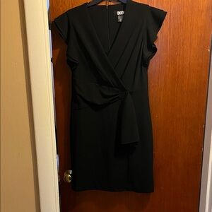 DKNY Black Mini Wrap Dress